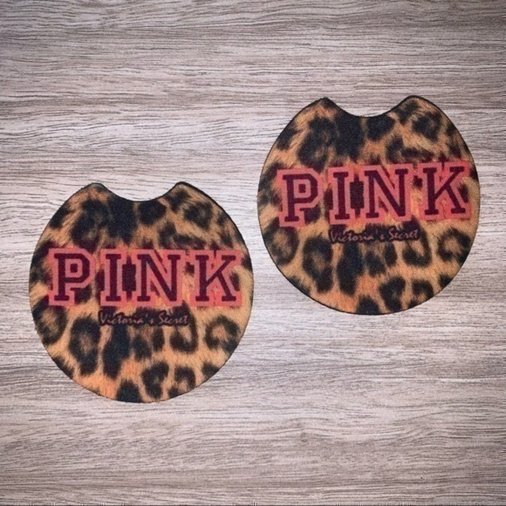 Victoria’s Secret Pink leopard print car coasters 2pack new